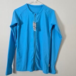 Swimzip Rashgaurd Shirt Womens Medium Blue NWT Turquoise Classic Fit